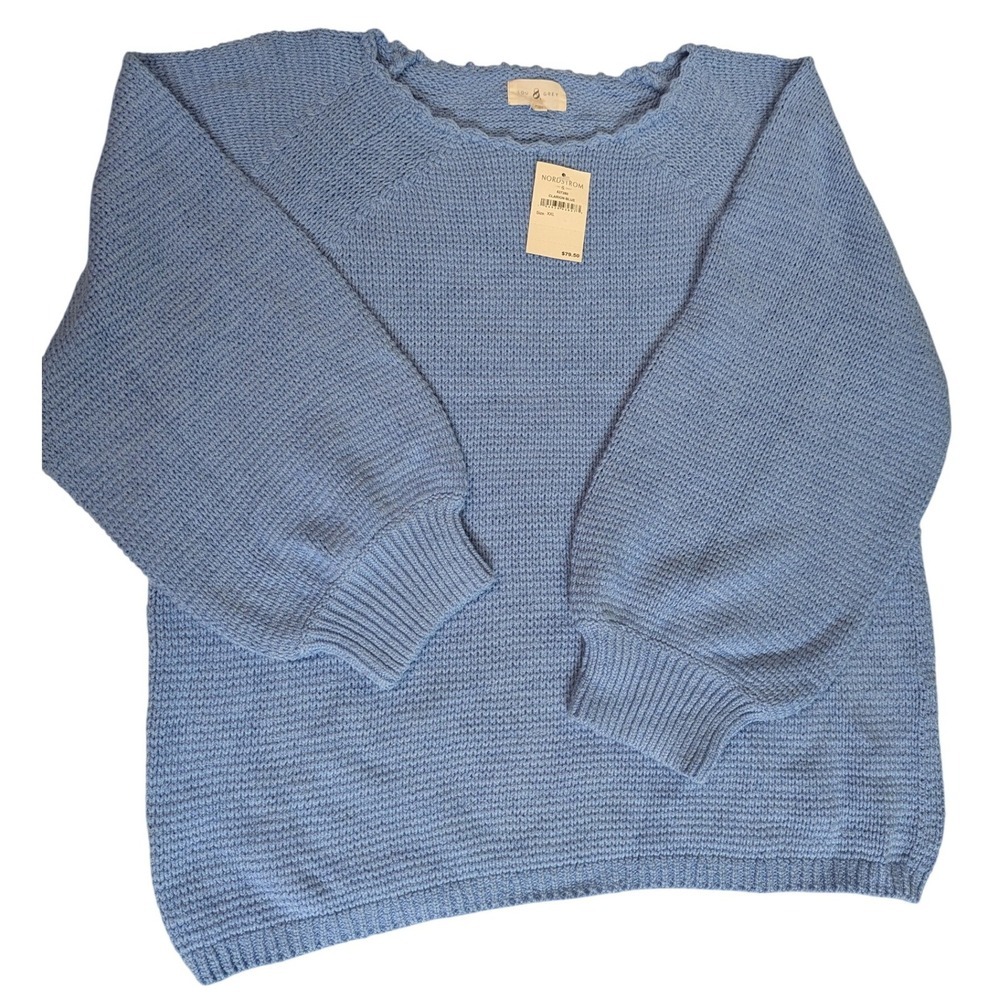 NWT Lou & Grey Nordstrom Shaye Balloon Sleeve Sweater XXL Clarion Blue Knit NEW - Picture 1 of 15
